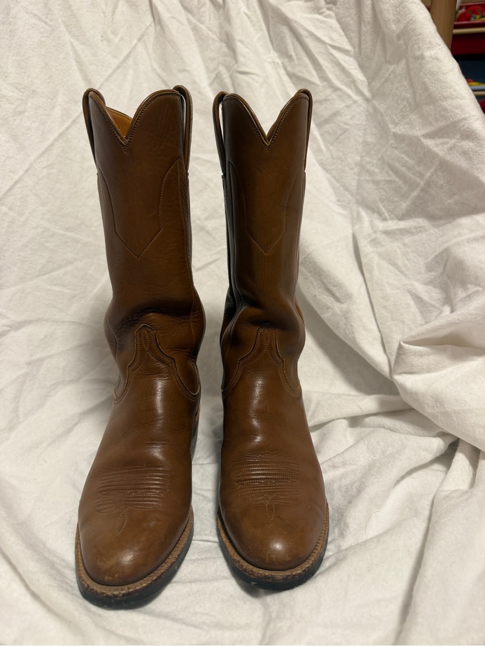 Lucchese San Antonio women's Brown Leather Cowboy Boots crafted in 1981 size 7B - Picture 4 of 8